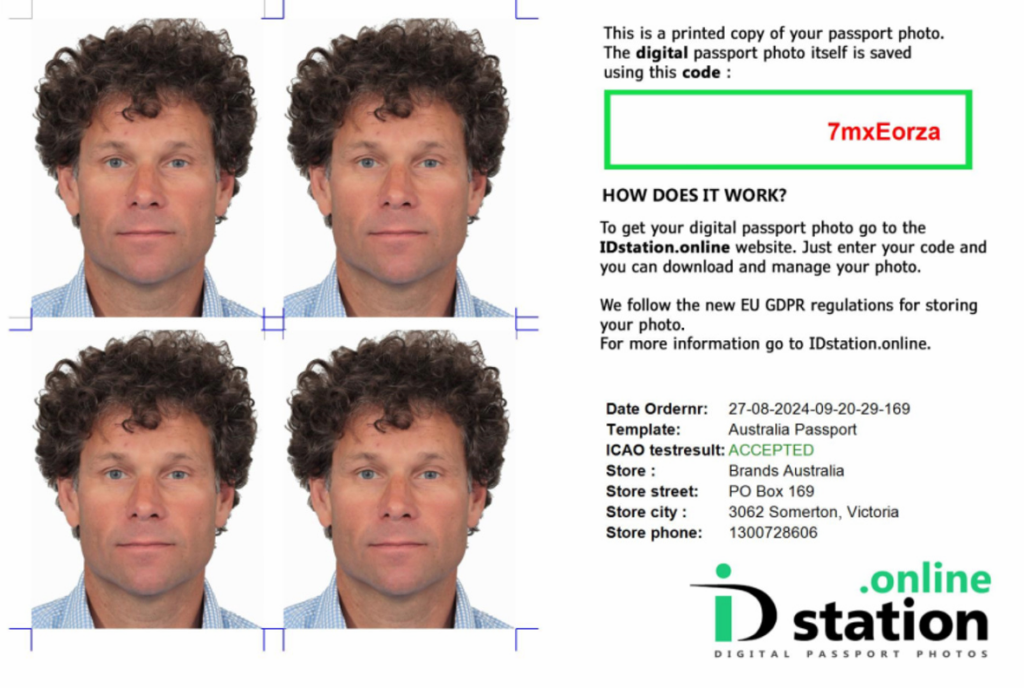 Approved Digital Passport Photo with Unique Code for IDStation.online