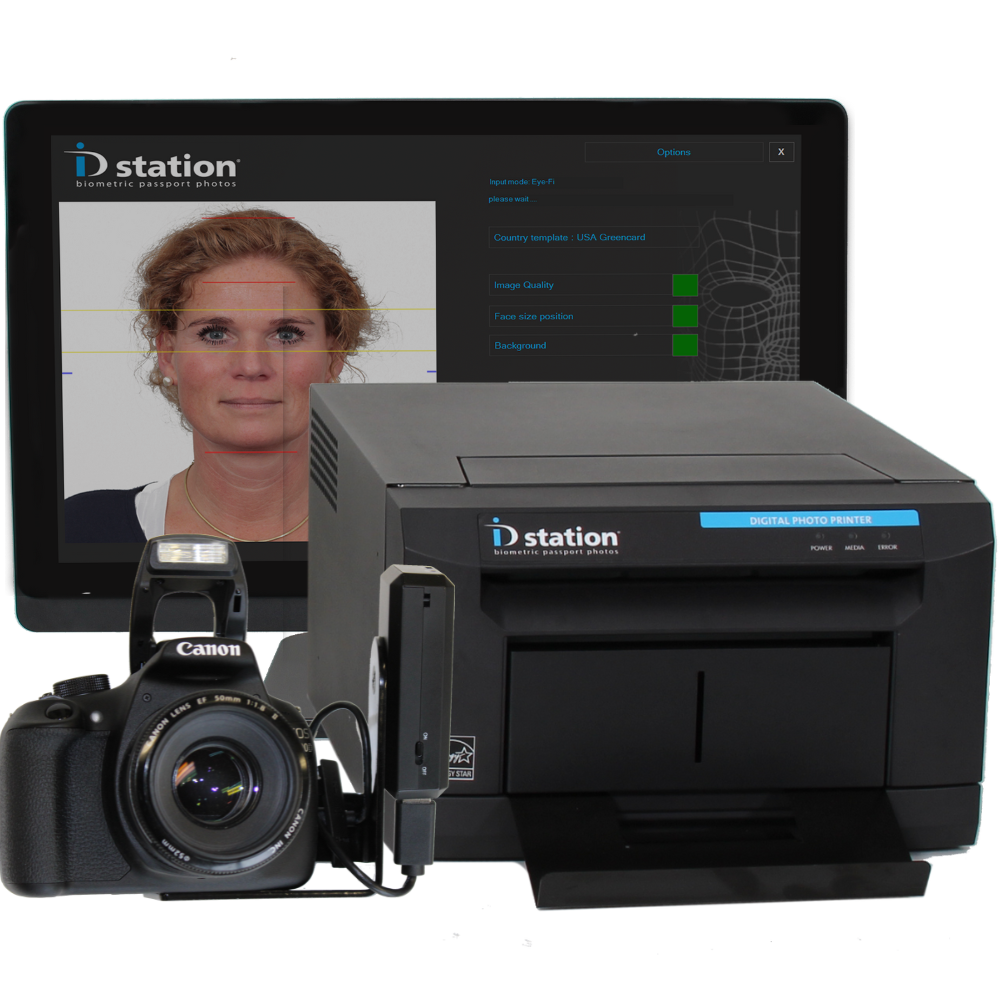 ID Station Professional Passport Camera System with Sinfonia Printer, Canon DSLR and PC Monitor