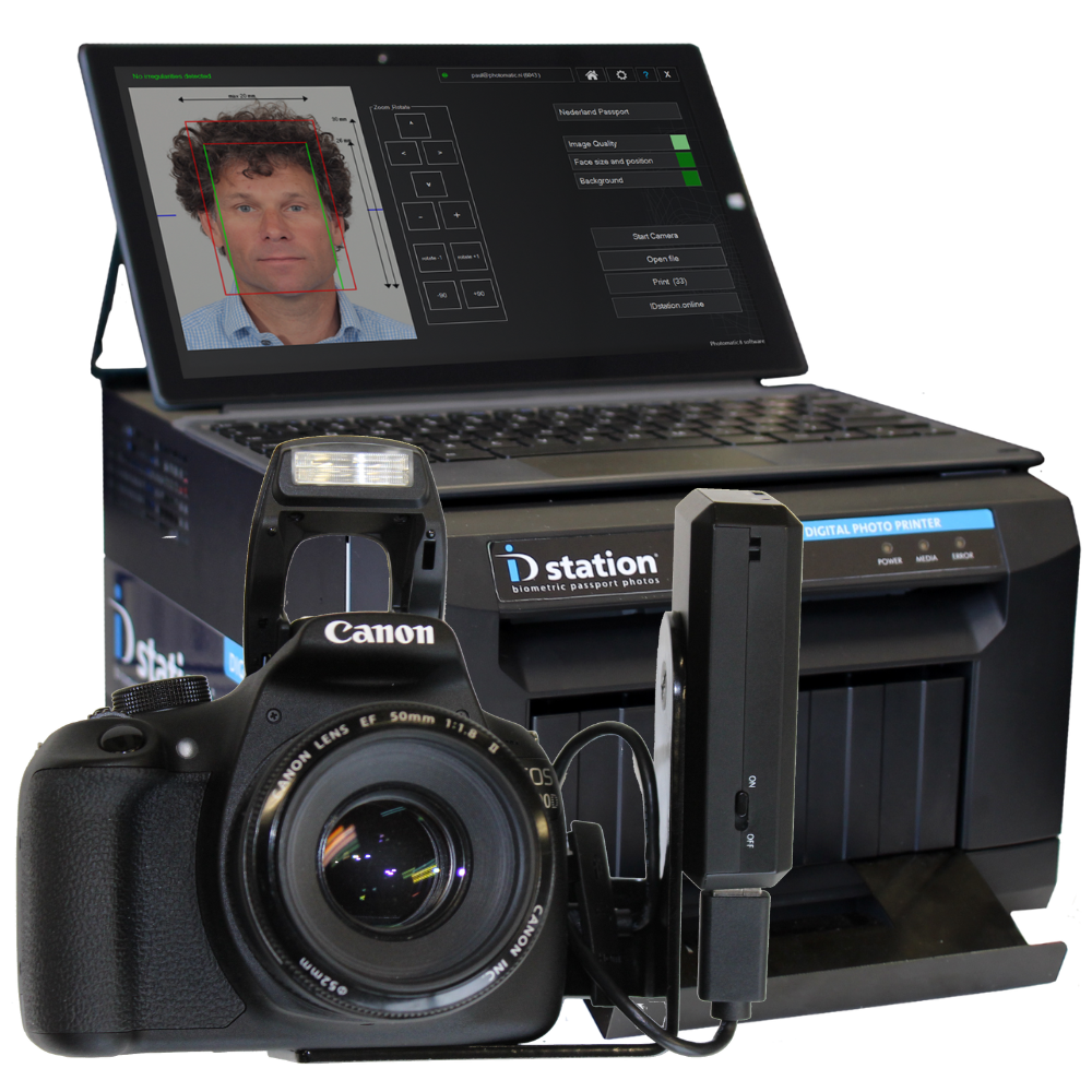 Sinfonia passport camera System with Sinfonia Printer, Canon DSLR and CamFi Controller